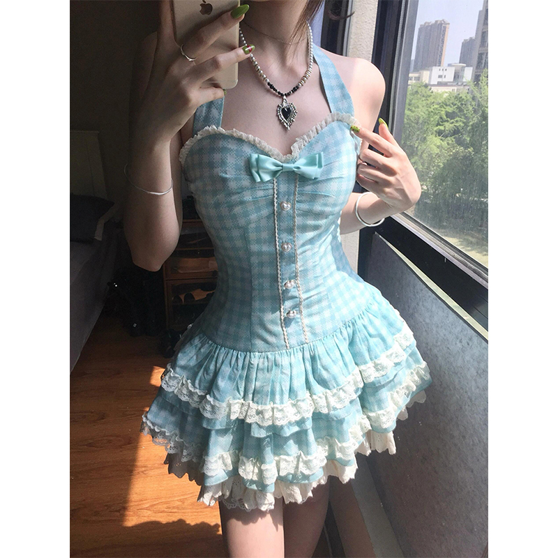 Mint Green Summer Dress for Women, Petite Princess Puff Skirt, Cute Sweet Design, Perfect for 90s and Y2K Inspired Looks Mint Green Summer Dress for Women, Petite Princess Puff Skirt, Cute Sweet Design, Perfect for 90s and Y2K Inspired Looks