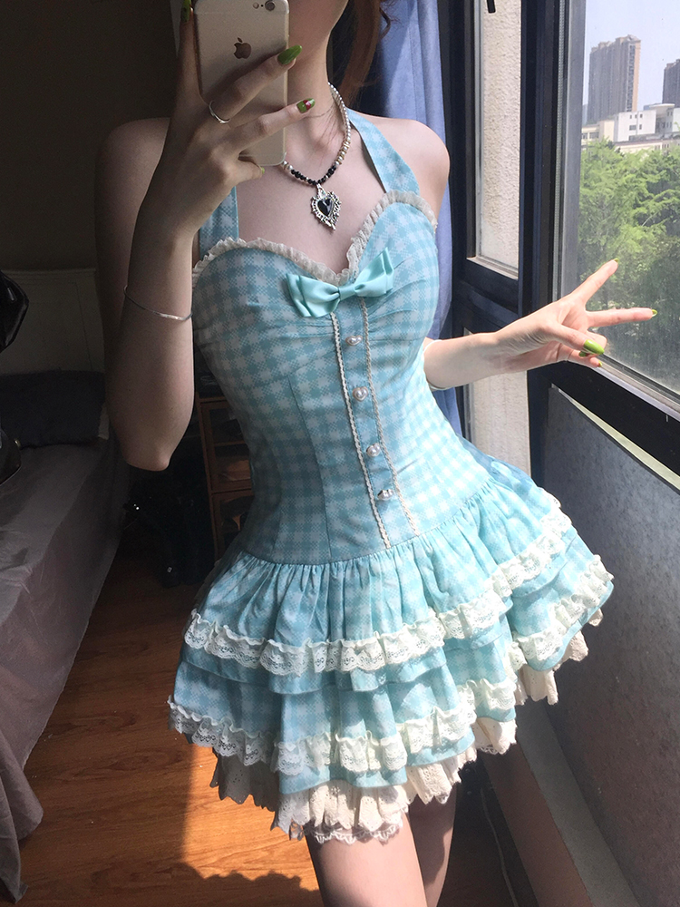 Mint Green Summer Dress for Women, Petite Princess Puff Skirt, Cute Sweet Design, Perfect for 90s and Y2K Inspired Looks Mint Green Summer Dress for Women, Petite Princess Puff Skirt, Cute Sweet Design, Perfect for 90s and Y2K Inspired Looks