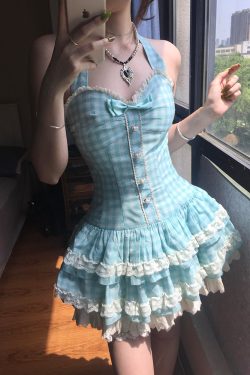 Mint Green Summer Dress for Women, Petite Princess Puff Skirt, Cute Sweet Design, Perfect for 90s and Y2K Inspired Looks