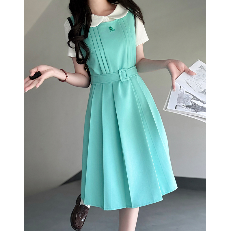 Mint Green Women's Suspender Dress - Pudding Bear Original JK Uniform, Waist-Defining Slimming Design, Sweet College Style Fashion Mint Green Women's Suspender Dress - Pudding Bear Original JK Uniform, Waist-Defining Slimming Design, Sweet College Style Fashion