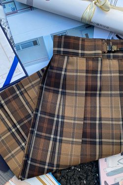 Mocha JK Plaid Skirt - Vintage-Inspired 90s Aesthetic, Ideal for Korean Style Outfits and Layering with Tees or Sweaters