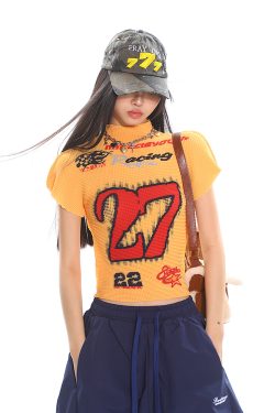 Motorcycle Street Hot Girl Digital Print Short Sleeve T-Shirt for Women - Summer Textured Fabric, High Elasticity, Y2K Style Top