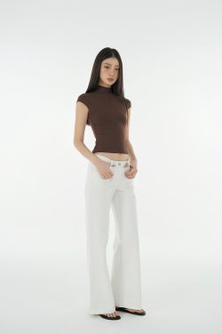 Naked Feel Half High Neck Slim Fit Short Sleeve T-Shirt - High Elastic Base Layer for 90s Y2K Style