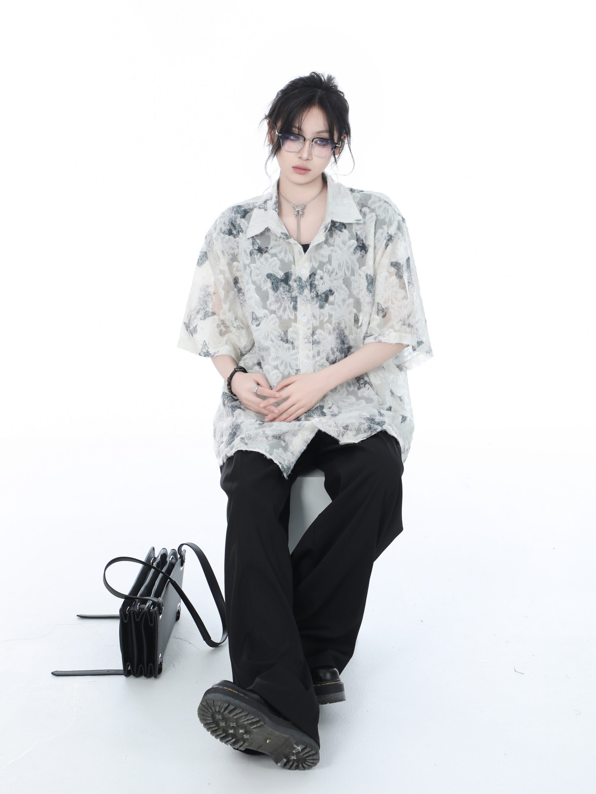 National Style Butterfly Embroidery Short Sleeve Shirt for Women, Loose Thin Summer Top, Design-Sensitive Fashion, Boho Chic National Style Butterfly Embroidery Short Sleeve Shirt for Women, Loose Thin Summer Top, Design-Sensitive Fashion, Boho Chic