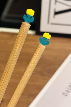 Natural Bamboo Tulip Chopsticks for One, Unpainted Non-Slip Design, Eco-Friendly Chinese Tableware, Anti-Mold Kitchen Utensils