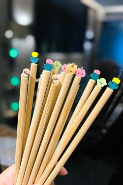 Natural Bamboo Tulip Chopsticks for One, Unpainted Non-Slip Design, Eco-Friendly Chinese Tableware, Anti-Mold Kitchen Utensils