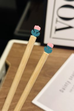 Natural Bamboo Tulip Chopsticks for One, Unpainted Non-Slip Design, Eco-Friendly Chinese Tableware, Anti-Mold Kitchen Utensils