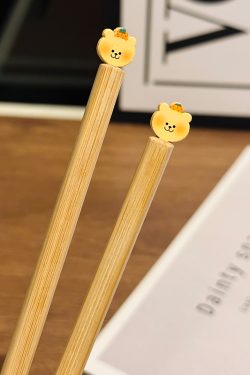 Natural Bamboo Tulip Chopsticks for One, Unpainted Non-Slip Design, Eco-Friendly Chinese Tableware, Anti-Mold Kitchen Utensils
