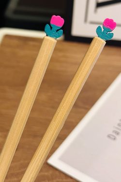 Natural Bamboo Tulip Chopsticks for One, Unpainted Non-Slip Design, Eco-Friendly Chinese Tableware, Anti-Mold Kitchen Utensils