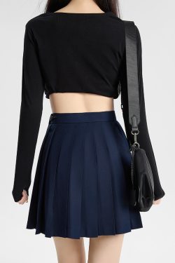 Navy Blue and Gray Pleated JK Skirt for Women - Solid Color Short Skirt, Perfect for Spring and Summer Fashion