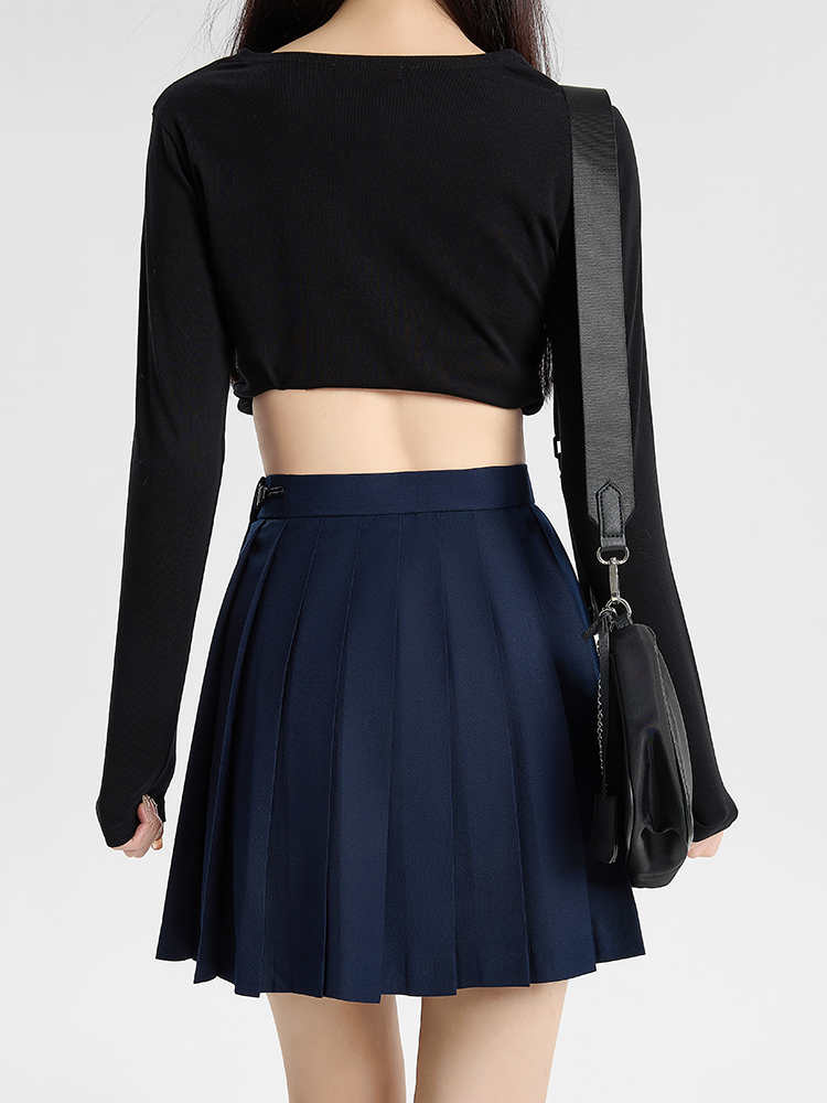 Navy Blue and Gray Pleated JK Skirt for Women - Solid Color Short Skirt, Perfect for Spring and Summer Fashion Navy Blue and Gray Pleated JK Skirt for Women - Solid Color Short Skirt, Perfect for Spring and Summer Fashion