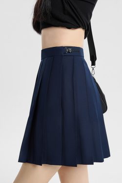 Navy Blue and Gray Pleated JK Skirt for Women - Solid Color Short Skirt, Perfect for Spring and Summer Fashion