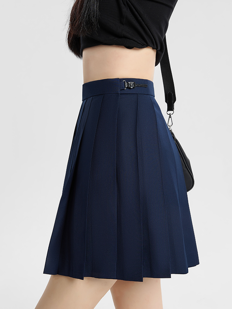 Navy Blue and Gray Pleated JK Skirt for Women - Solid Color Short Skirt, Perfect for Spring and Summer Fashion Navy Blue and Gray Pleated JK Skirt for Women - Solid Color Short Skirt, Perfect for Spring and Summer Fashion