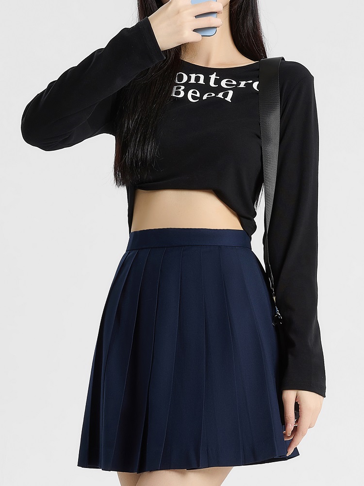 Navy Blue and Gray Pleated JK Skirt for Women - Solid Color Short Skirt, Perfect for Spring and Summer Fashion Navy Blue and Gray Pleated JK Skirt for Women - Solid Color Short Skirt, Perfect for Spring and Summer Fashion