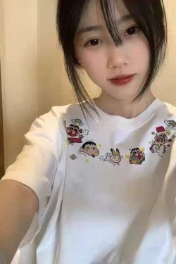 Navy Blue Oversized Crayon Shin-chan Short Sleeve T-Shirt for Women, Cute Cartoon Summer Top, Trendy Y2K Style