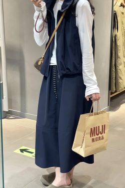 Navy Blue Plus Size A-Line Long Skirt for Women - Slimming, Tummy-Covering Summer Style, 2025 Trendy Fashion