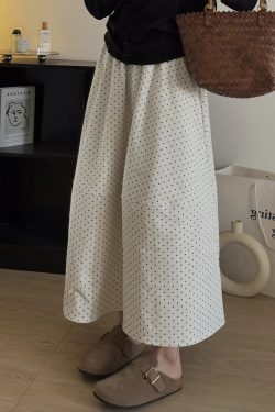 Navy Blue Polka Dot Plus Size Midi Skirt for Women - Flattering A-Line Patchwork Design, Summer 2025, Perfect for Curvy Figures