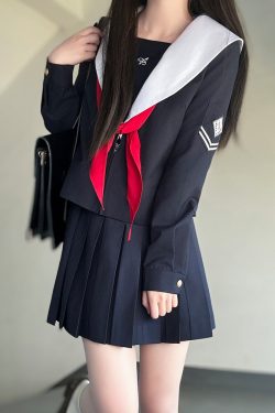 Navy Collar Coat Women's Pudding Bear JK Uniform Sailor Suit College Style Summer Fashion