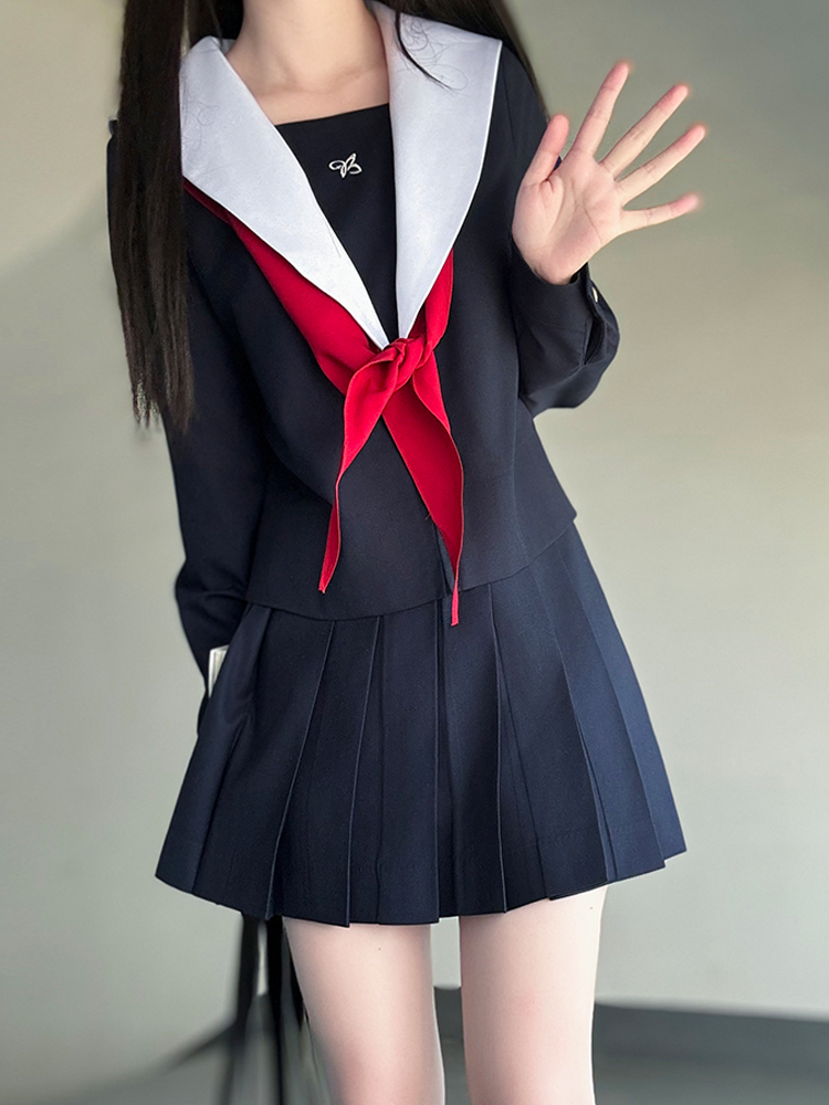 Navy Collar Coat Women's Pudding Bear JK Uniform Sailor Suit College Style Summer Fashion Navy Collar Coat Women's Pudding Bear JK Uniform Sailor Suit College Style Summer Fashion