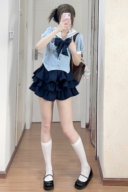 Navy Collar Pudding Bear JK Uniform Sailor Suit Set with Cake Skirt - Slimming College Style Outfit for 90s and Y2K Fashion Lovers