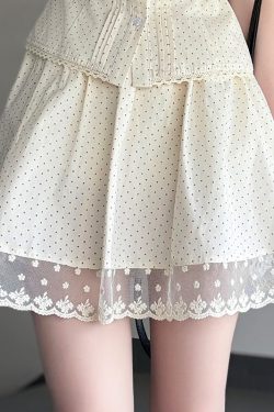 Navy Polka Dot Short Sleeve JK Uniform Set with Waist-Defining Design - Sweet Summer College Style