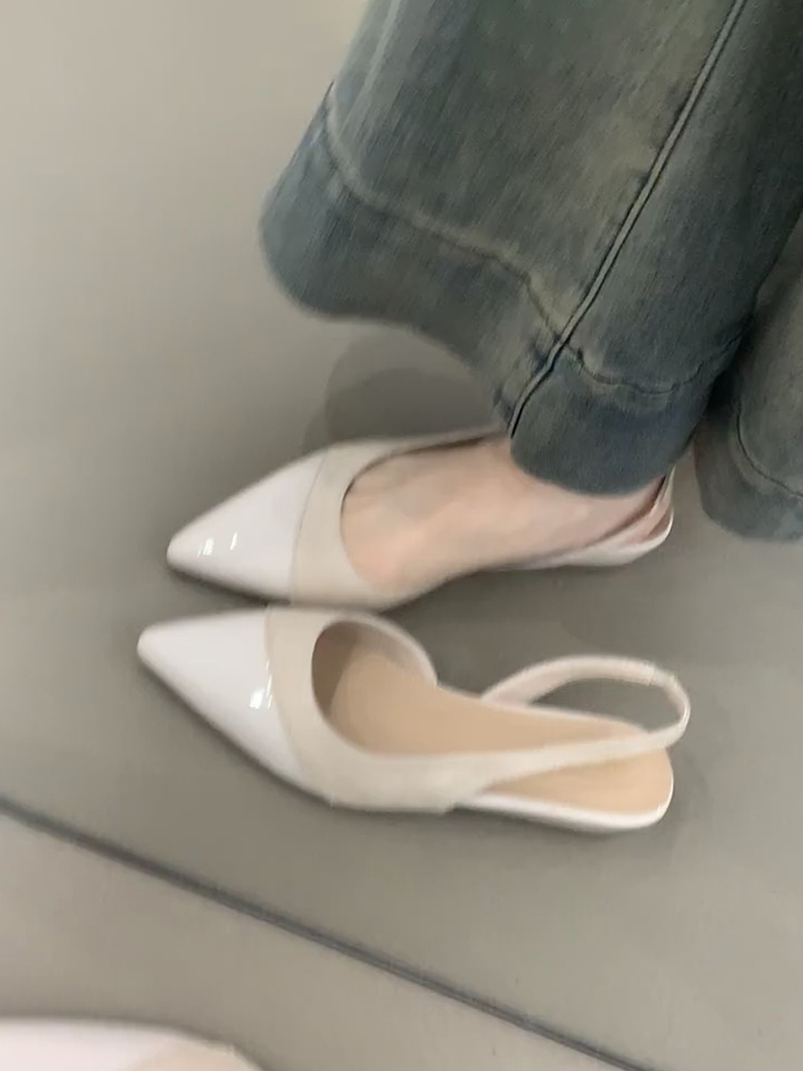 Nude Color Sheepskin Wedge Sandals for Women - Pointed Toe, Backless, Open Toe, French Gentle Style, Commuting Footwear Nude Color Sheepskin Wedge Sandals for Women - Pointed Toe, Backless, Open Toe, French Gentle Style, Commuting Footwear