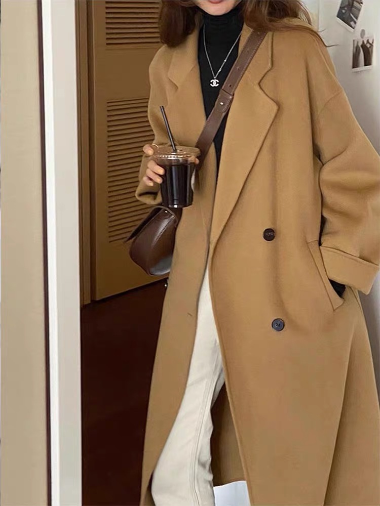 Oatmeal Cashmere Coat for Women, Mid-Length 2024 Winter Korean Style High-End Down Jacket with Thick Inner Lining Outerwear Oatmeal Cashmere Coat for Women, Mid-Length 2024 Winter Korean Style High-End Down Jacket with Thick Inner Lining Outerwear