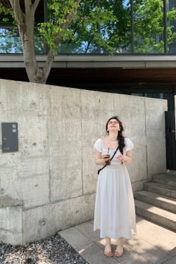 Off-Shoulder Little White Dress with Pleats, Embroidery, and Polka Dots – South France Holiday Style