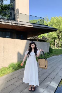 Off-Shoulder Little White Dress with Pleats, Embroidery, and Polka Dots – South France Holiday Style