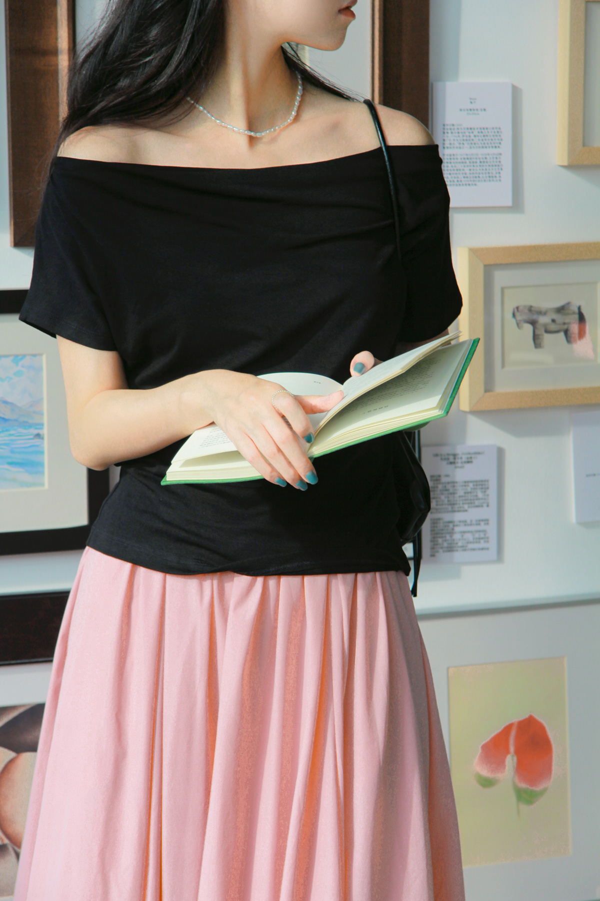 Off-Shoulder Short-Sleeved Top - Women's Summer French Style Thin Stretchy Knit in Light Colors - Elegant & Chic Essentials Off-Shoulder Short-Sleeved Top - Women's Summer French Style Thin Stretchy Knit in Light Colors - Elegant & Chic Essentials