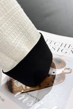Off-White Color-Blocking French Chic Blazer for Women - 2025 Spring Autumn Short Suit, Stylish Workwear & Casual Fashion
