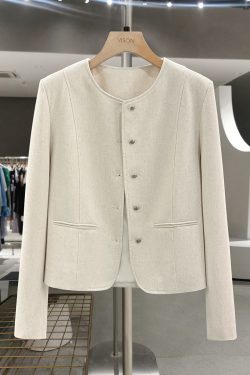 Off-White French Style Elegant Short Coat for Women - High-End Korean Design, Simple Spring Autumn Fashion 2025