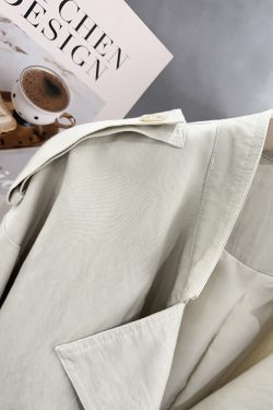 Off-White Short Trench Coat for Women - British Style, Spring 2025, Chic French Youthful Design for Autumn Fashion