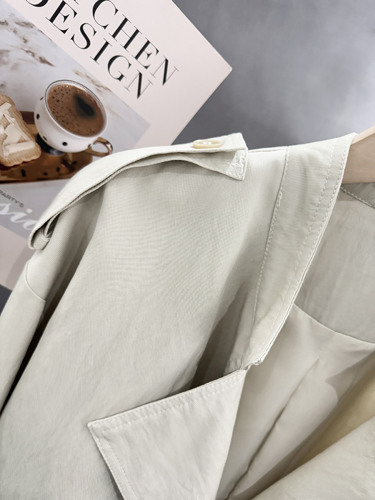 Off-White Short Trench Coat for Women - British Style, Spring 2025, Chic French Youthful Design for Autumn Fashion Off-White Short Trench Coat for Women - British Style, Spring 2025, Chic French Youthful Design for Autumn Fashion