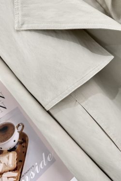 Off-White Short Trench Coat for Women - British Style, Spring 2025, Chic French Youthful Design for Autumn Fashion