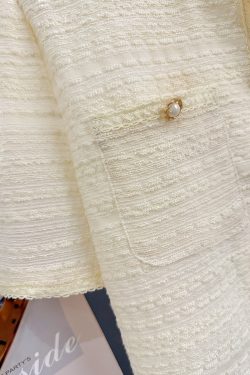 Off-White Vintage Elegant Short Coat for Women - Lightweight Textured Summer 2025 Fashion Top