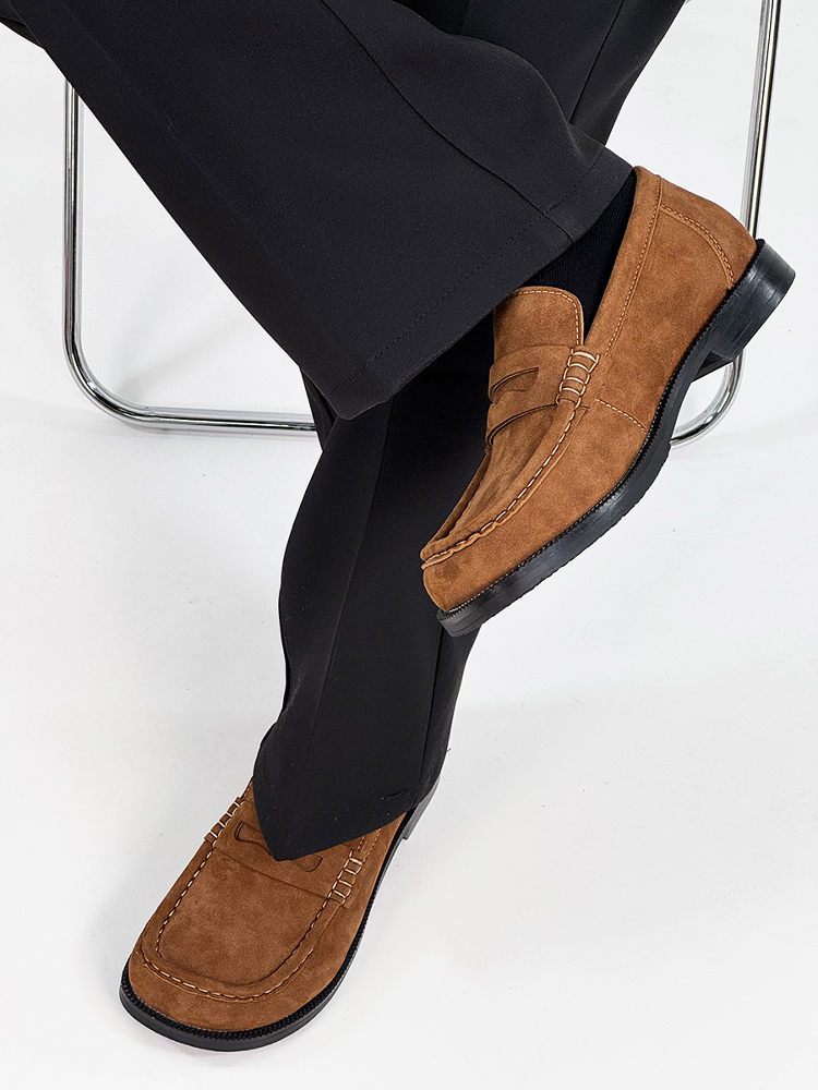 Old Money Retro Loafers for Men - Brown Suede Slip-On Dress Shoes, Easy Commuter Casual Footwear, Classic Vintage Style Old Money Retro Loafers for Men - Brown Suede Slip-On Dress Shoes, Easy Commuter Casual Footwear, Classic Vintage Style