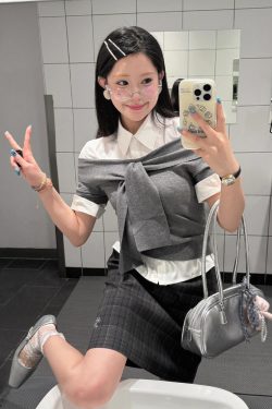 One-Shoulder Short Sleeve Knitted Top for Women - Trendy Gray Summer T-Shirt, Slim Fit, Hot Girl Style, Y2K Fashion