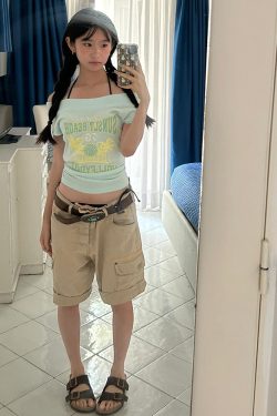 One-Shoulder Short Sleeve Women's Summer T-Shirt - American Style Slim-Fit Letter Print Chic Top for Vacation