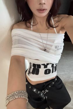 One-Shoulder Spicy Girl Printed Camisole Cover-Up - Women's Slim-Fit Summer Waist-Cut Bikini Two-Piece Set