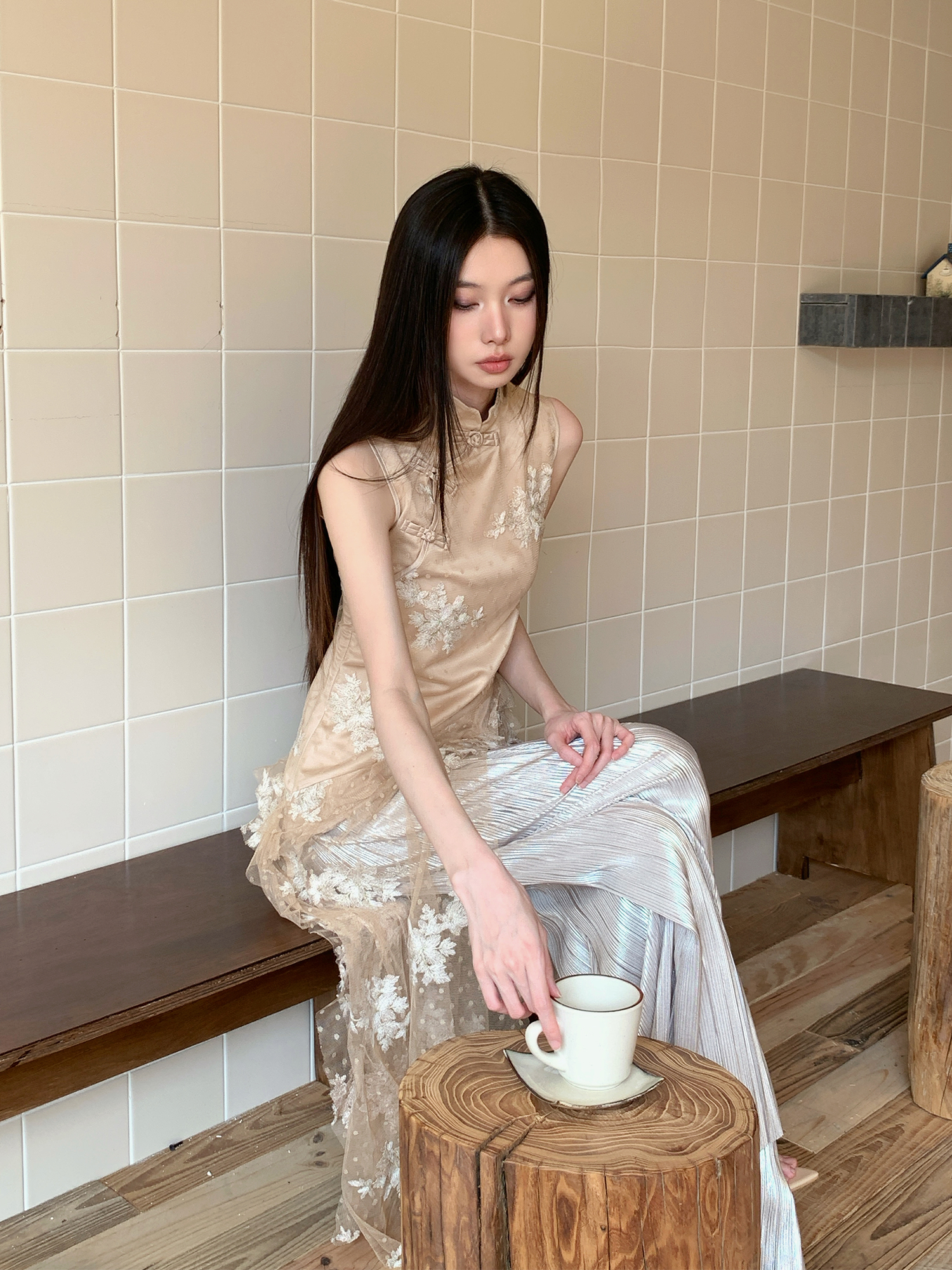 Oriental Romance Qipao Dress - Summer 2025 New Chinese Style Fairy Split Irregular Design, Perfect for Y2K and 90s Fashion Lovers Oriental Romance Qipao Dress - Summer 2025 New Chinese Style Fairy Split Irregular Design, Perfect for Y2K and 90s Fashion Lovers