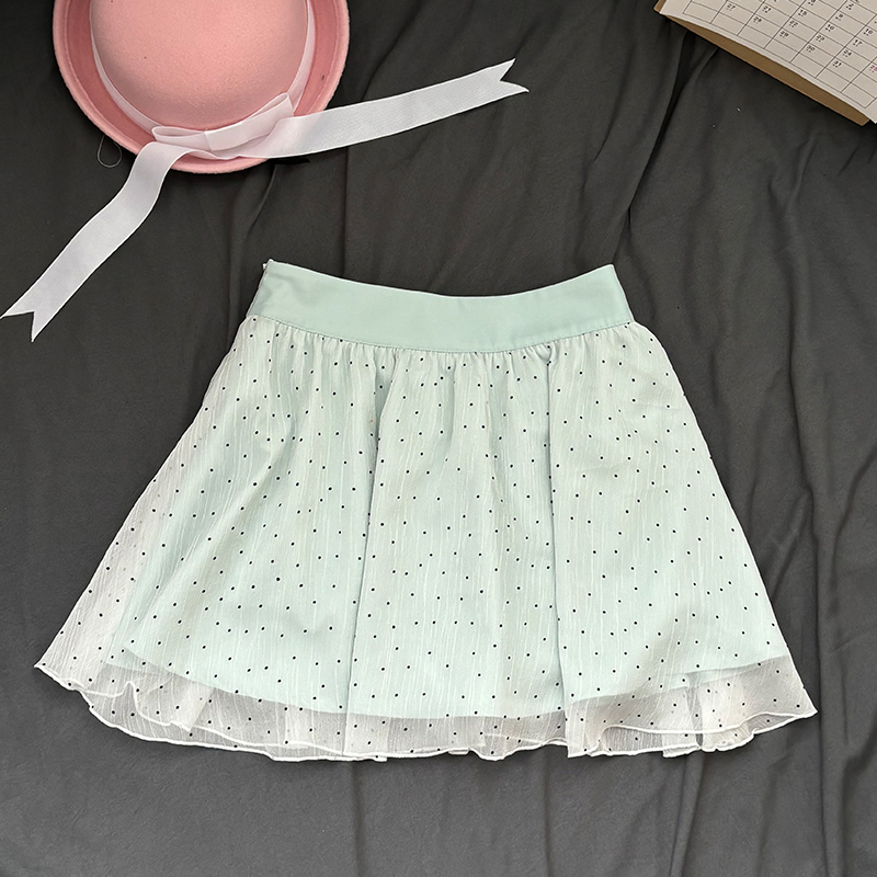 Original JK Uniform Yellow Doll Collar Top with Pudding Bear and Polka Dot Skirt Set - Women's Summer College Style Original JK Uniform Yellow Doll Collar Top with Pudding Bear and Polka Dot Skirt Set - Women's Summer College Style