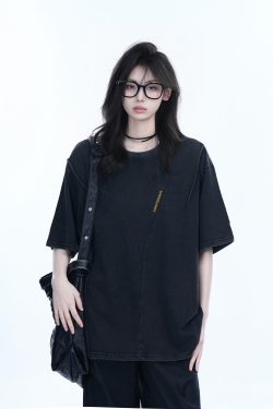 Oversized American Retro Style Short Sleeve T-Shirt for Women -