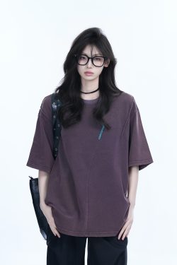 Oversized American Retro Style Short Sleeve T-Shirt for Women - "Sit and Eat Until the Mountains Are Empty" Vintage-Inspired Design