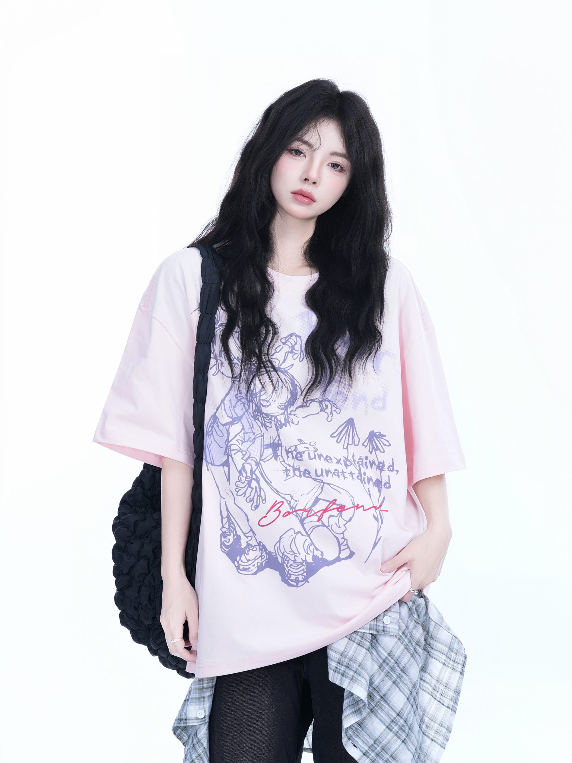 Oversized Black Short Sleeve T-Shirt for Women - American Street Style, Casual Cotton Tee with "Sit and Eat Until the Mountains Are Empty" Print Oversized Black Short Sleeve T-Shirt for Women - American Street Style, Casual Cotton Tee with "Sit and Eat Until the Mountains Are Empty" Print