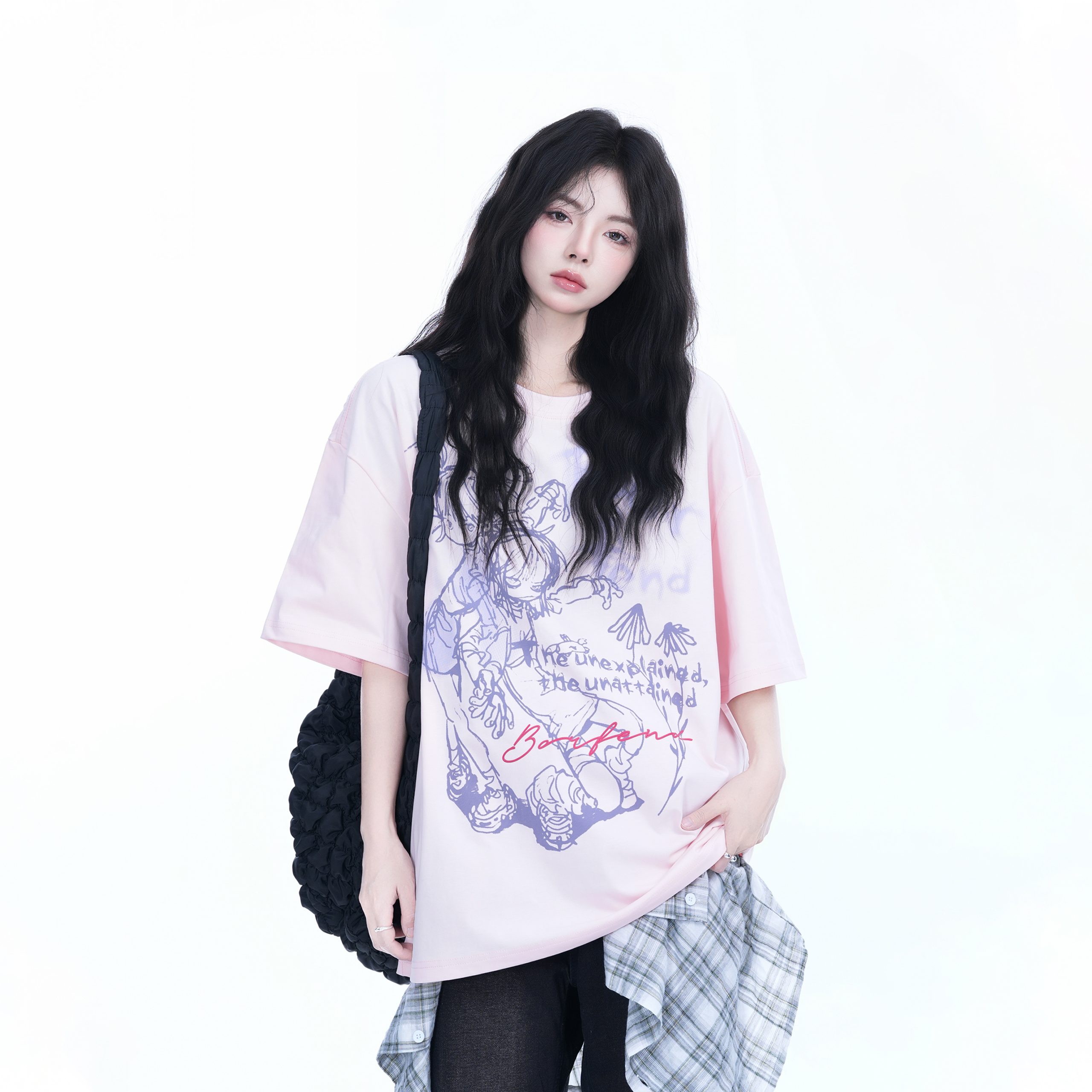 Oversized Black Short Sleeve T-Shirt for Women - American Street Style, Casual Cotton Tee with "Sit and Eat Until the Mountains Are Empty" Print Oversized Black Short Sleeve T-Shirt for Women - American Street Style, Casual Cotton Tee with "Sit and Eat Until the Mountains Are Empty" Print