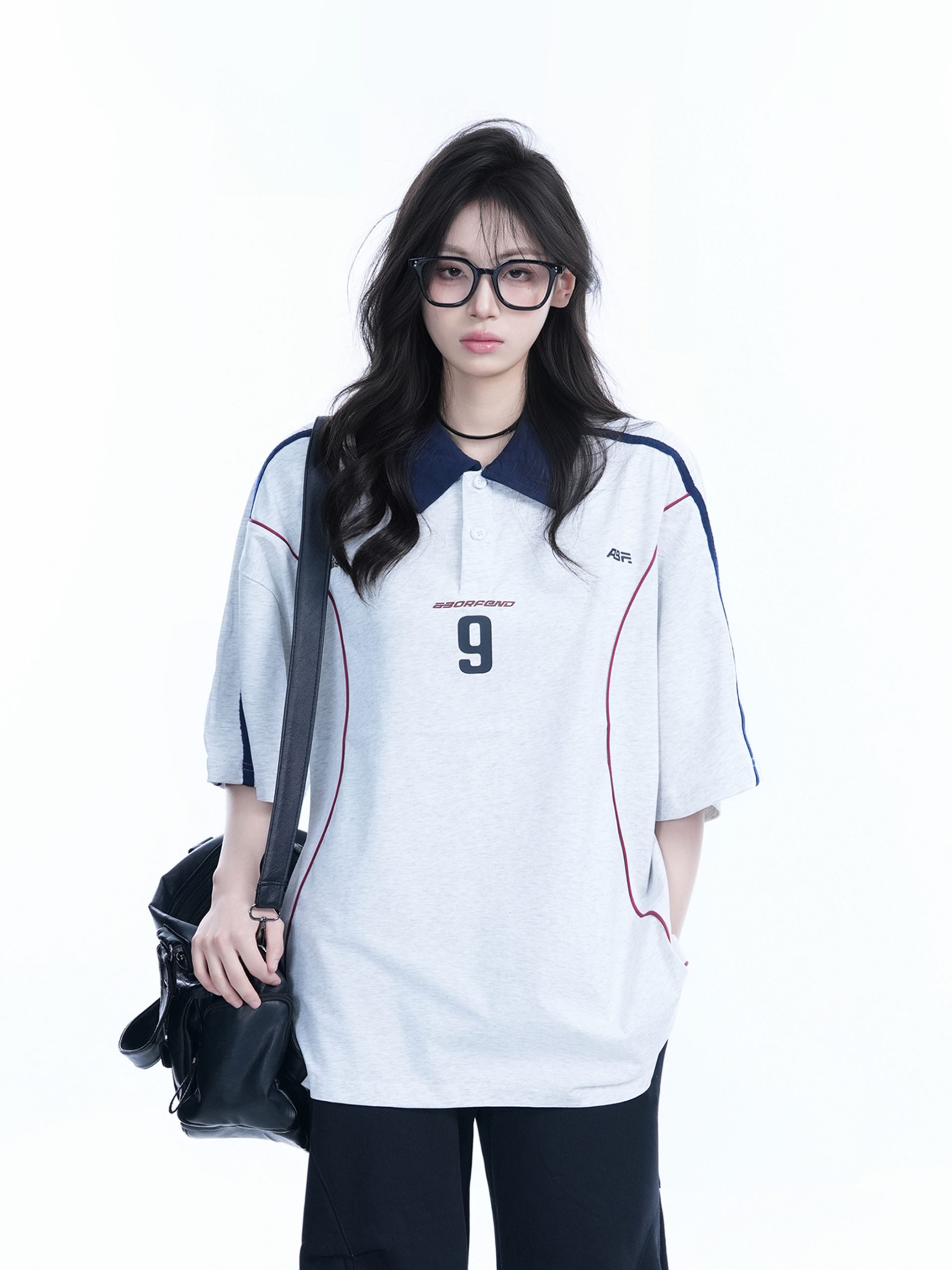 Oversized Black Short Sleeve T-Shirt for Women with American Street Style Collar and Quote, Casual Y2K Fashion Top Oversized Black Short Sleeve T-Shirt for Women with American Street Style Collar and Quote, Casual Y2K Fashion Top