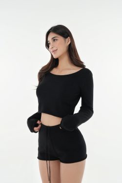 Oversized Collar Rolled Hem Short Sleeve Top & Knitted Shorts Set - Chic Casual Loungewear for Effortless Style