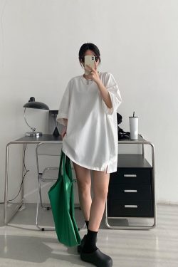 Oversized Heavyweight Sun Grapefruit T-shirt in American Cotton - Casual Loose Fit Short Sleeve for Spring Summer Women's Fashion