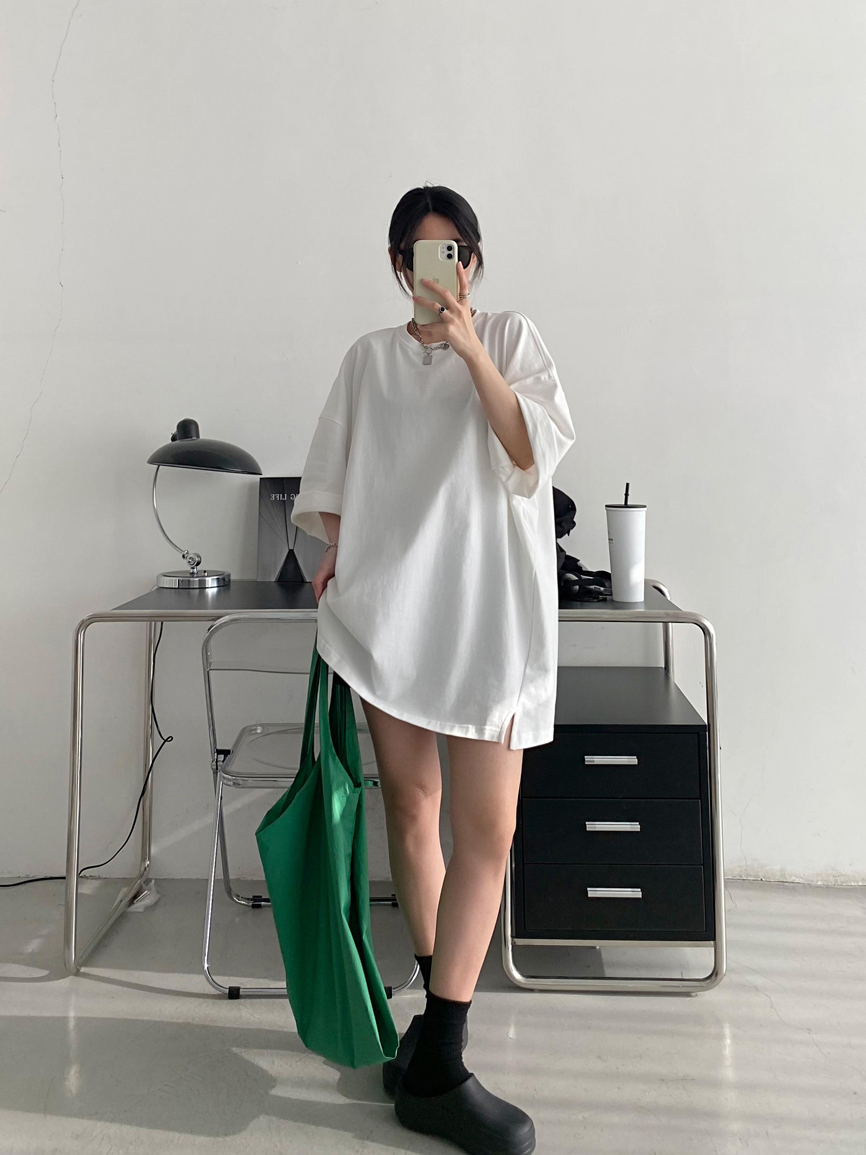 Oversized Heavyweight Sun Grapefruit T-shirt in American Cotton - Casual Loose Fit Short Sleeve for Spring Summer Women's Fashion Oversized Heavyweight Sun Grapefruit T-shirt in American Cotton - Casual Loose Fit Short Sleeve for Spring Summer Women's Fashion